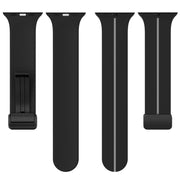 Two Color Folding Buckle Silicone Watch Band For Apple Watch 8 45mm(Black+Grey)
