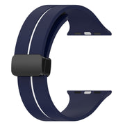Two Color Folding Buckle Silicone Watch Band For Apple Watch 8 45mm(Midnight Blue+White)