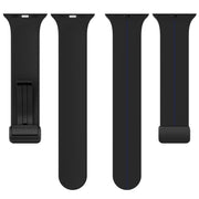 Two Color Folding Buckle Silicone Watch Band For Apple Watch 7 41mm(Black+Blue)
