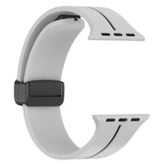 Two Color Folding Buckle Silicone Watch Band For Apple Watch 7 41mm(Light Grey+Black)