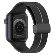 Two Color Folding Buckle Silicone Watch Band For Apple Watch 4 40mm(Black+Grey)