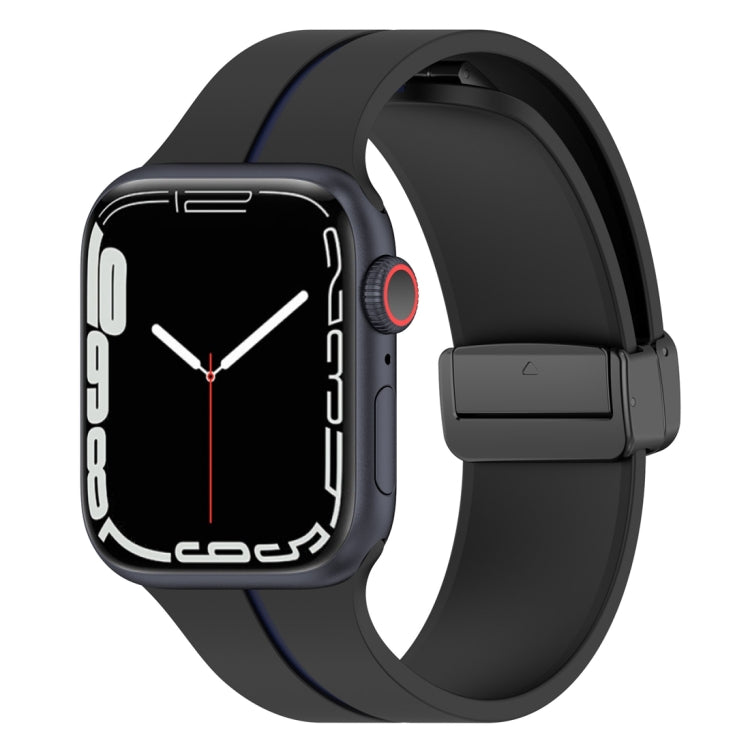 Two Color Folding Buckle Silicone Watch Band For Apple Watch 2 38mm(Black+Blue)