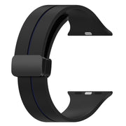 Two Color Folding Buckle Silicone Watch Band For Apple Watch 2 38mm(Black+Blue)