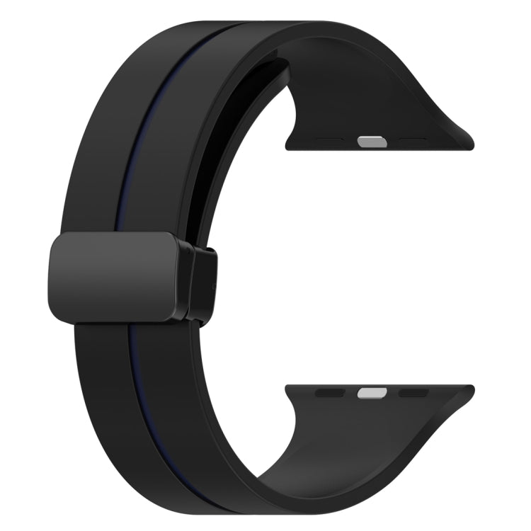 Two Color Folding Buckle Silicone Watch Band For Apple Watch 2 38mm(Black+Blue)