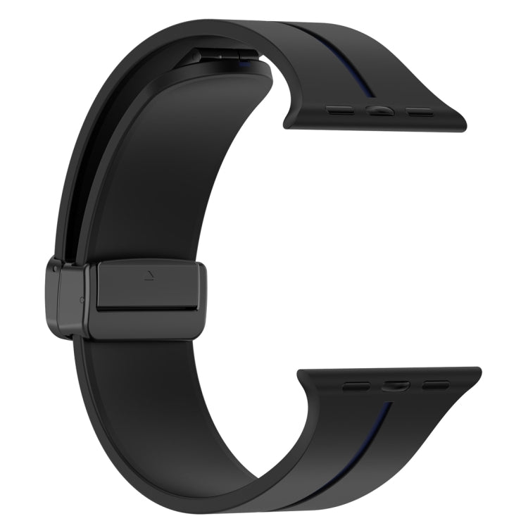 Two Color Folding Buckle Silicone Watch Band For Apple Watch 2 38mm(Black+Blue)