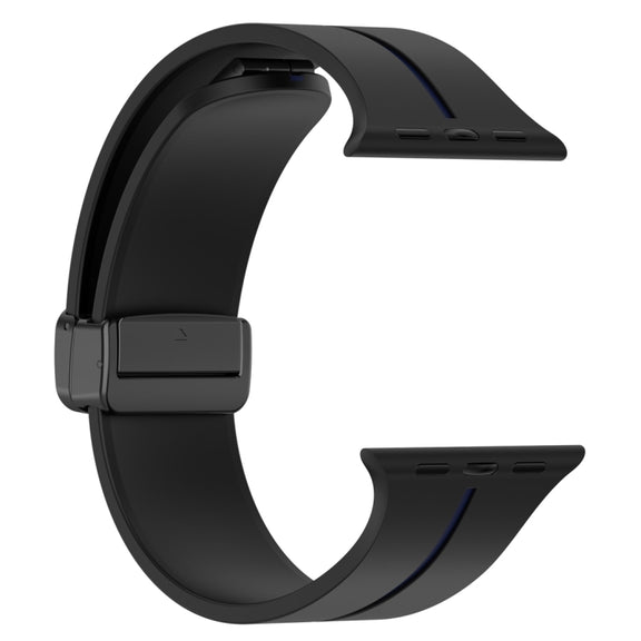 Two Color Folding Buckle Silicone Watch Band For Apple Watch 2 38mm(Black+Blue)