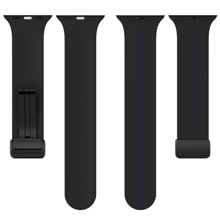 Two Color Folding Buckle Silicone Watch Band For Apple Watch 2 38mm(Black+Blue)