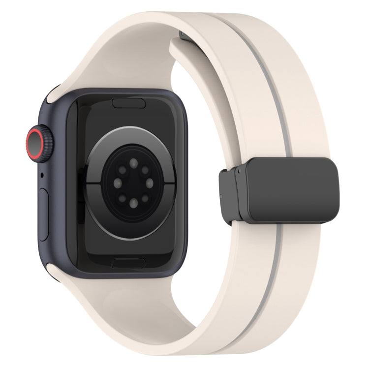 Two Color Folding Buckle Silicone Watch Band For Apple Watch 2 38mm(Starlight+Grey)
