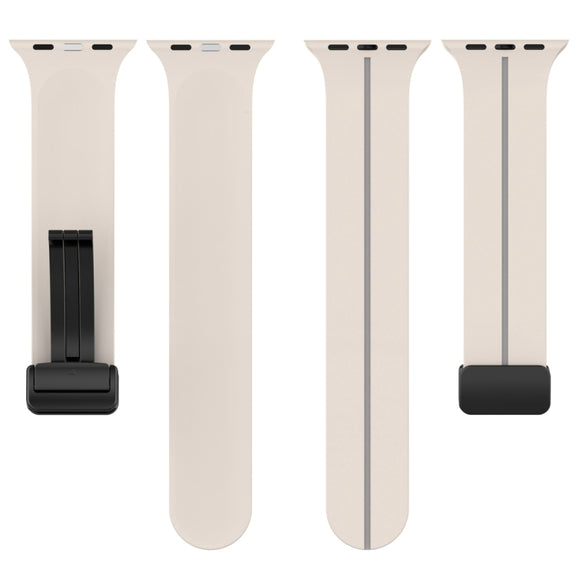 Two Color Folding Buckle Silicone Watch Band For Apple Watch 2 38mm(Starlight+Grey)
