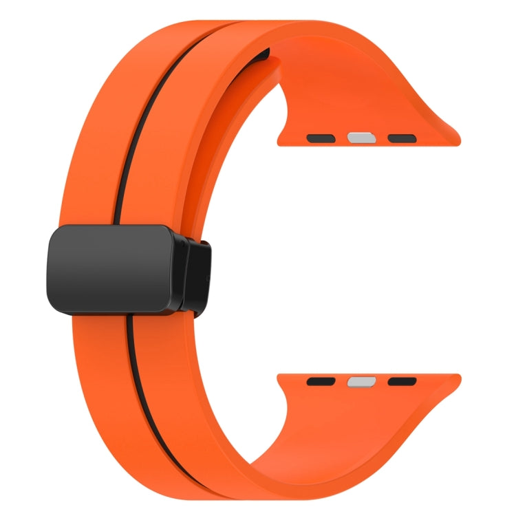 Two Color Folding Buckle Silicone Watch Band For Apple Watch 38mm(Orange+Black)