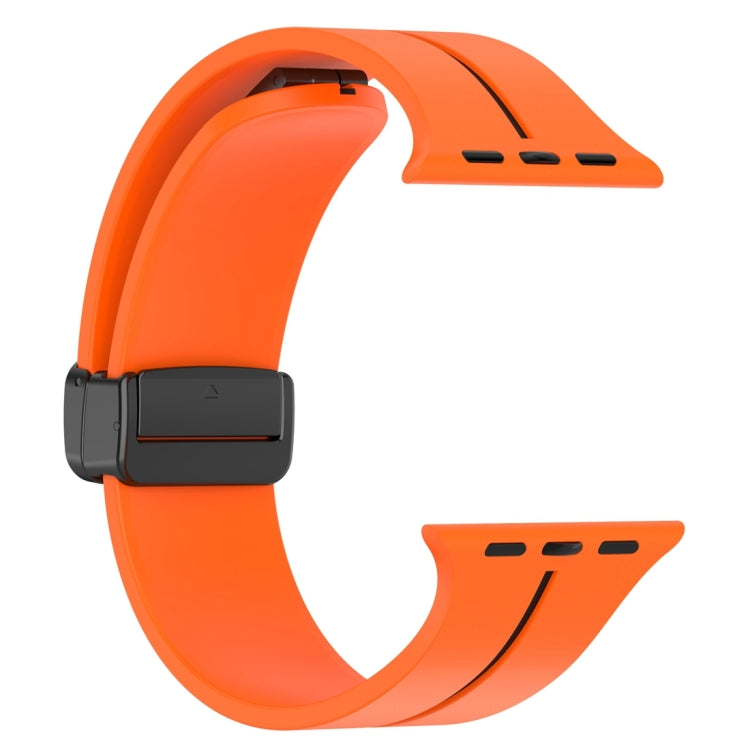 Two Color Folding Buckle Silicone Watch Band For Apple Watch 38mm(Orange+Black)