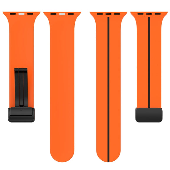 Two Color Folding Buckle Silicone Watch Band For Apple Watch 38mm(Orange+Black)