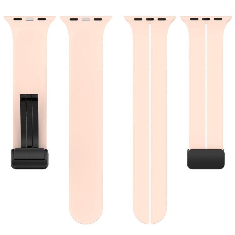 Two Color Folding Buckle Silicone Watch Band For Apple Watch 38mm(Pink+White)