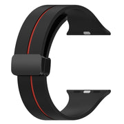 Two Color Folding Buckle Silicone Watch Band For Apple Watch 38mm(Black+Red)