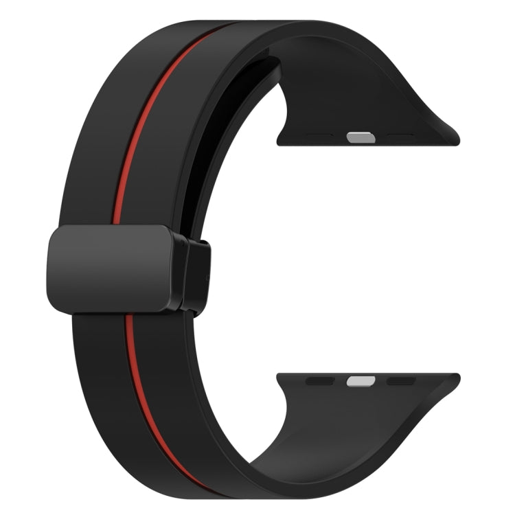 Two Color Folding Buckle Silicone Watch Band For Apple Watch 38mm(Black+Red)