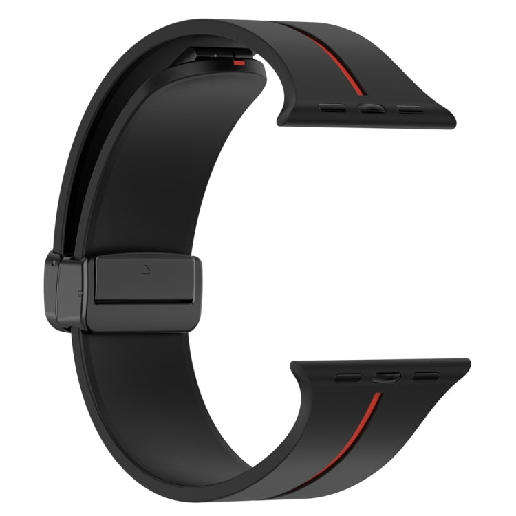 Two Color Folding Buckle Silicone Watch Band For Apple Watch 38mm(Black+Red)