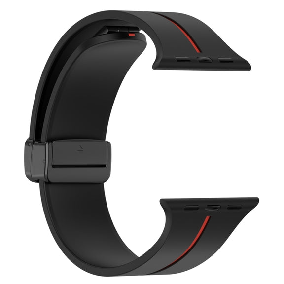 Two Color Folding Buckle Silicone Watch Band For Apple Watch 38mm(Black+Red)