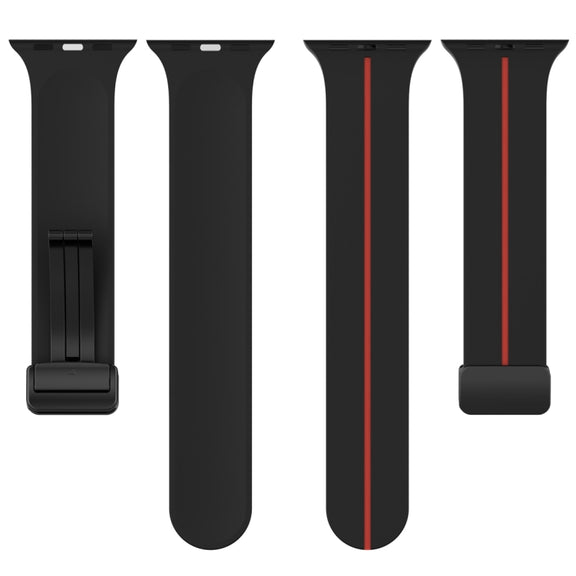 Two Color Folding Buckle Silicone Watch Band For Apple Watch 38mm(Black+Red)