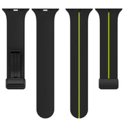Two Color Folding Buckle Silicone Watch Band For Apple Watch 38mm(Black+Lime)