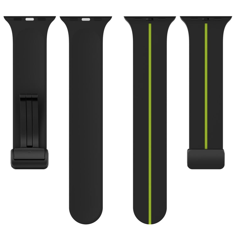 Two Color Folding Buckle Silicone Watch Band For Apple Watch 38mm(Black+Lime)