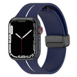 Two Color Folding Buckle Silicone Watch Band For Apple Watch 38mm(Midnight Blue+White) - Watch Bands by PMC TechLife | Online Shopping South Africa | PMC TechLife