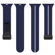 Two Color Folding Buckle Silicone Watch Band For Apple Watch 38mm(Midnight Blue+White)