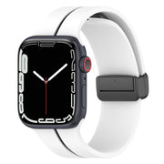 Two Color Folding Buckle Silicone Watch Band For Apple Watch 42mm(White+Black)