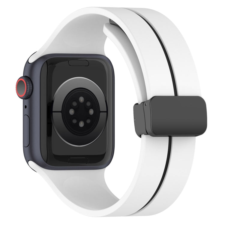 Two Color Folding Buckle Silicone Watch Band For Apple Watch 42mm(White+Black)