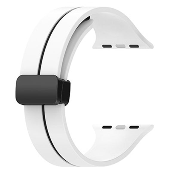 Two Color Folding Buckle Silicone Watch Band For Apple Watch 42mm(White+Black)