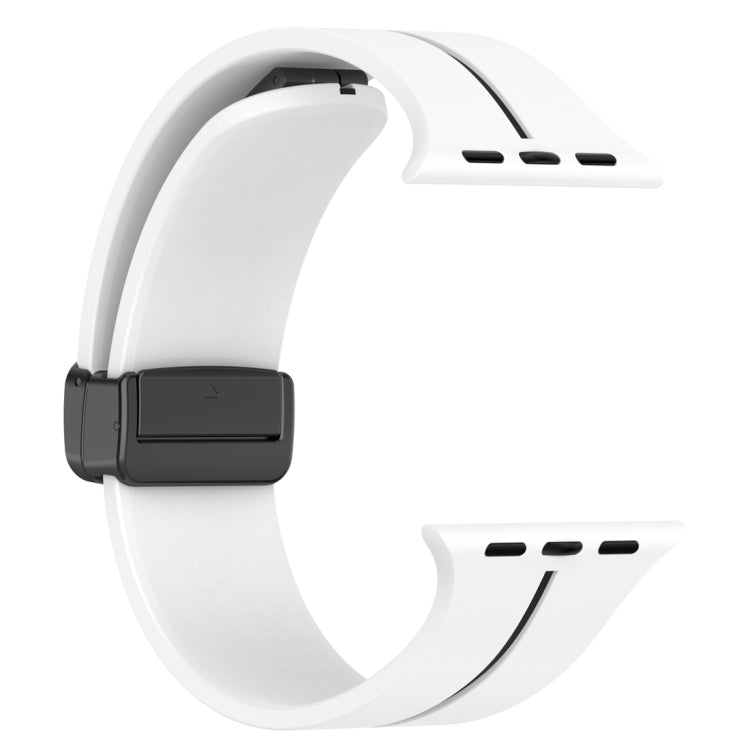 Two Color Folding Buckle Silicone Watch Band For Apple Watch 42mm(White+Black)