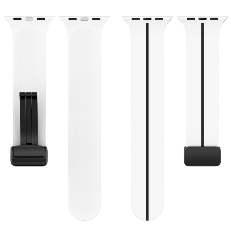 Two Color Folding Buckle Silicone Watch Band For Apple Watch 42mm(White+Black)