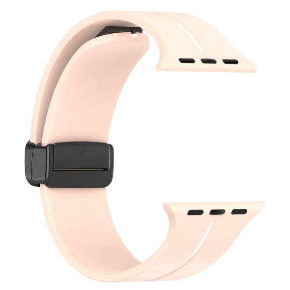 Two Color Folding Buckle Silicone Watch Band For Apple Watch 42mm(Pink+White)