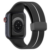 Two Color Folding Buckle Silicone Watch Band For Apple Watch 42mm(Black+White)