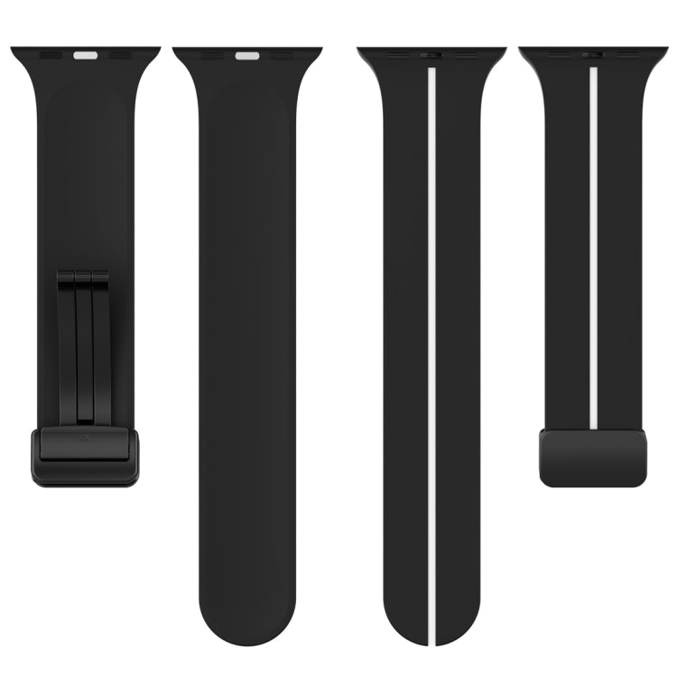 Two Color Folding Buckle Silicone Watch Band For Apple Watch 42mm(Black+White)