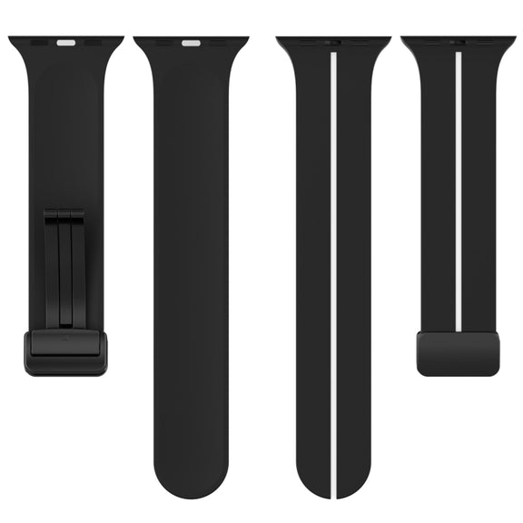 Two Color Folding Buckle Silicone Watch Band For Apple Watch 42mm(Black+White)