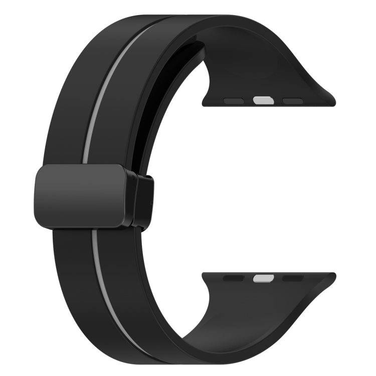 Two Color Folding Buckle Silicone Watch Band For Apple Watch 42mm(Black+Grey)