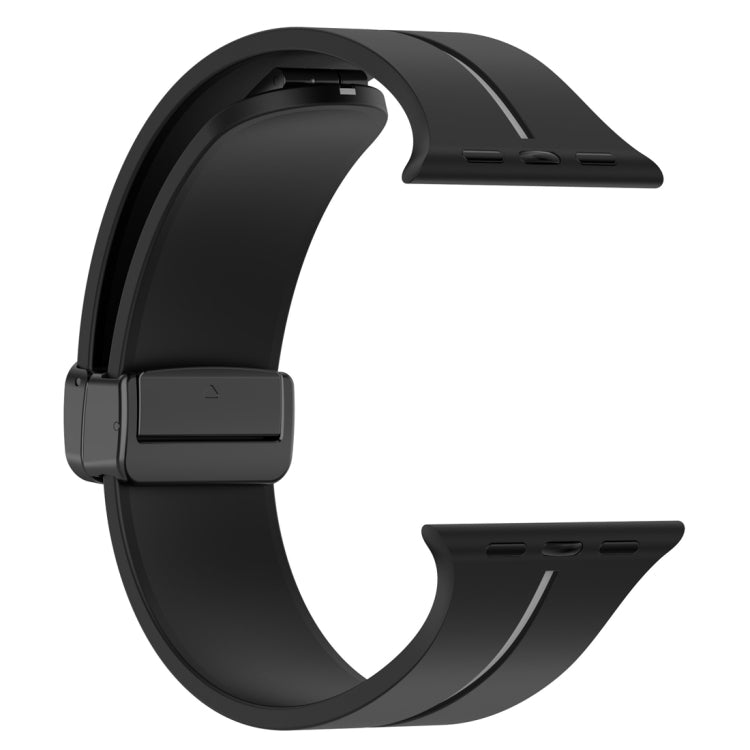 Two Color Folding Buckle Silicone Watch Band For Apple Watch 42mm(Black+Grey)