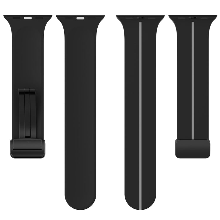 Two Color Folding Buckle Silicone Watch Band For Apple Watch 42mm(Black+Grey)