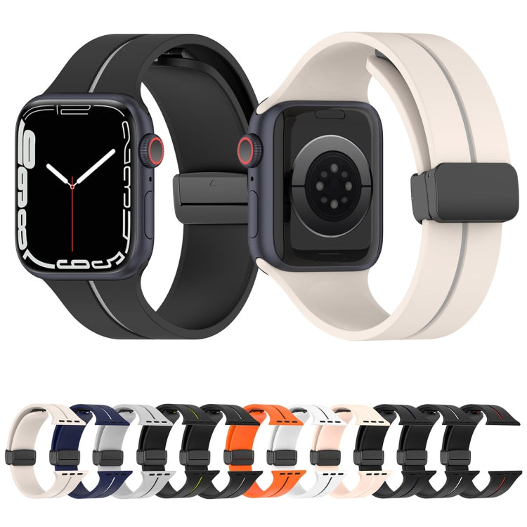Two Color Folding Buckle Silicone Watch Band For Apple Watch SE 40mm(White+Black)