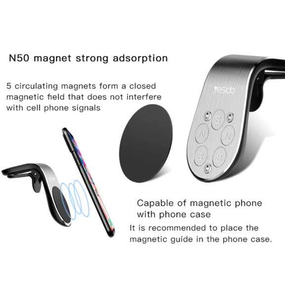Yesido C64 Car Air Vent Strong Magnetic Phone Holder(Black)