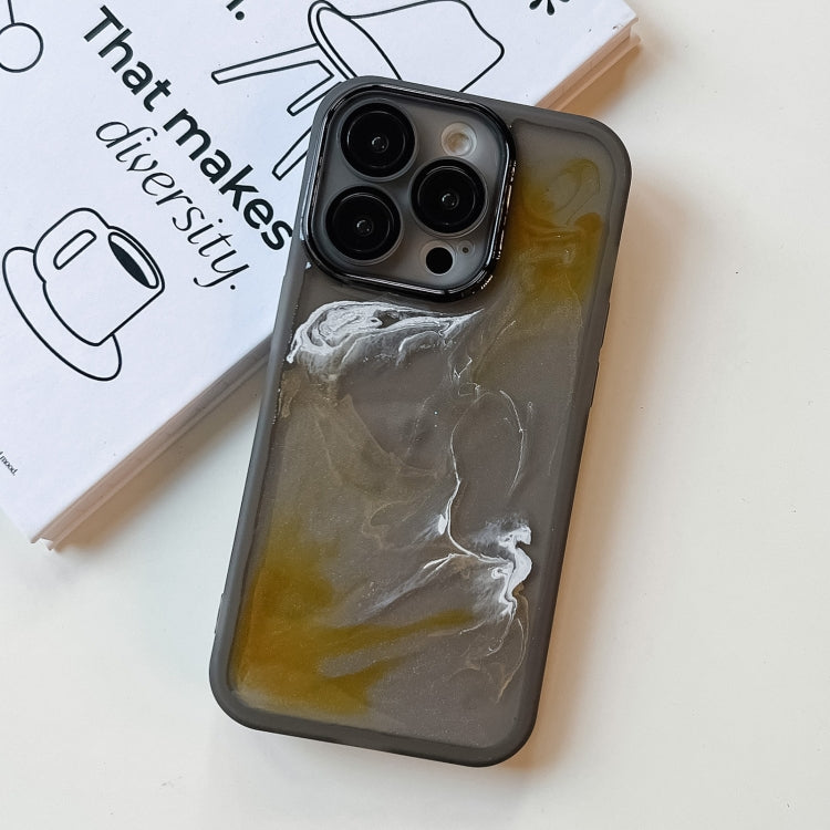 For iPhone 14 Pro Oil Painting Electroplating TPU Phone Case(Grey)