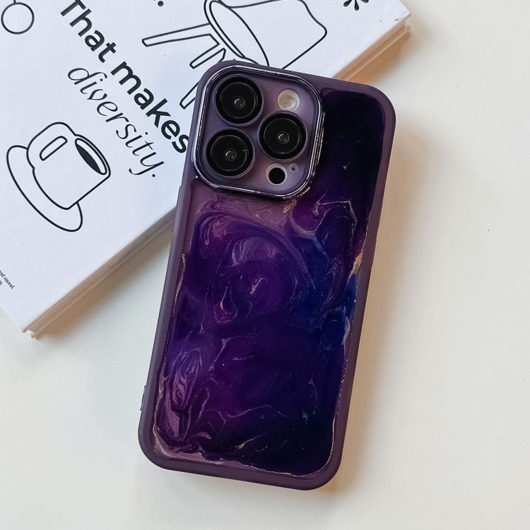 For iPhone 14 Pro Oil Painting Electroplating TPU Phone Case(Purple)