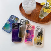 For iPhone 14 Pro Oil Painting Electroplating TPU Phone Case(Purple)