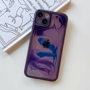 For iPhone 13 Oil Painting Electroplating TPU Phone Case(Purple)