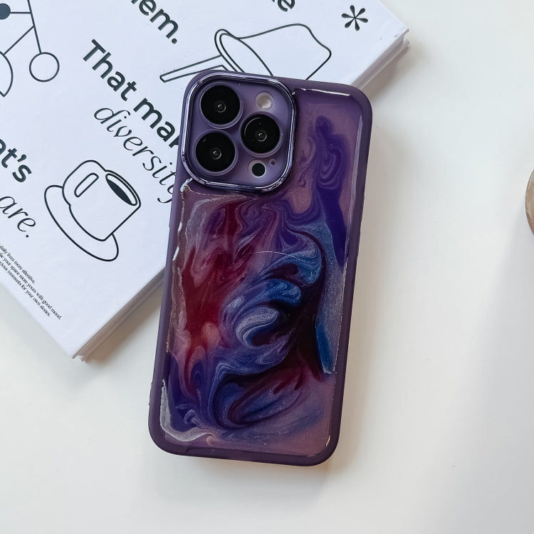 For iPhone 13 Pro Oil Painting Electroplating TPU Phone Case(Purple)