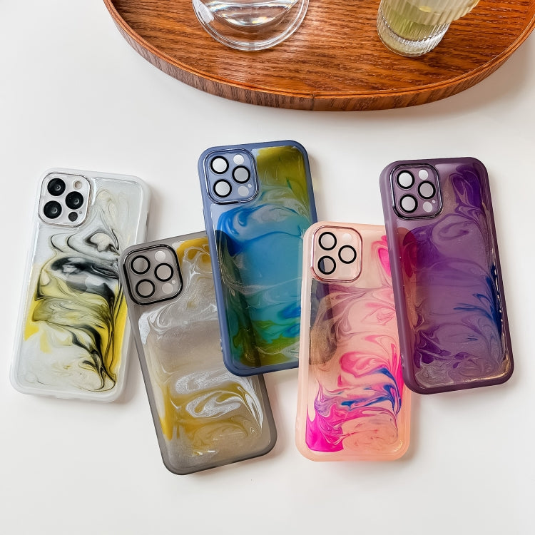 For iPhone 12 Pro Oil Painting Electroplating TPU Phone Case(Purple)