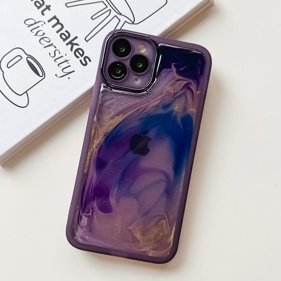For iPhone 11 Pro Oil Painting Electroplating TPU Phone Case(Purple)