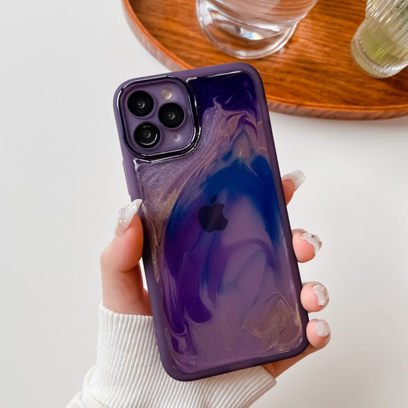 For iPhone 11 Pro Oil Painting Electroplating TPU Phone Case(Purple)