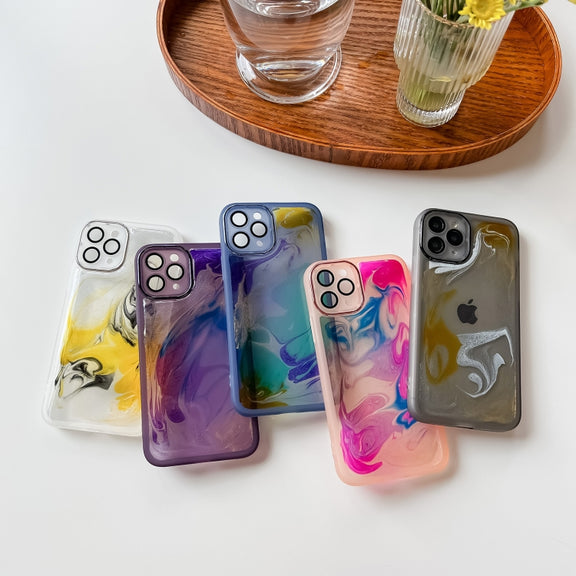 For iPhone 11 Pro Oil Painting Electroplating TPU Phone Case(Purple)