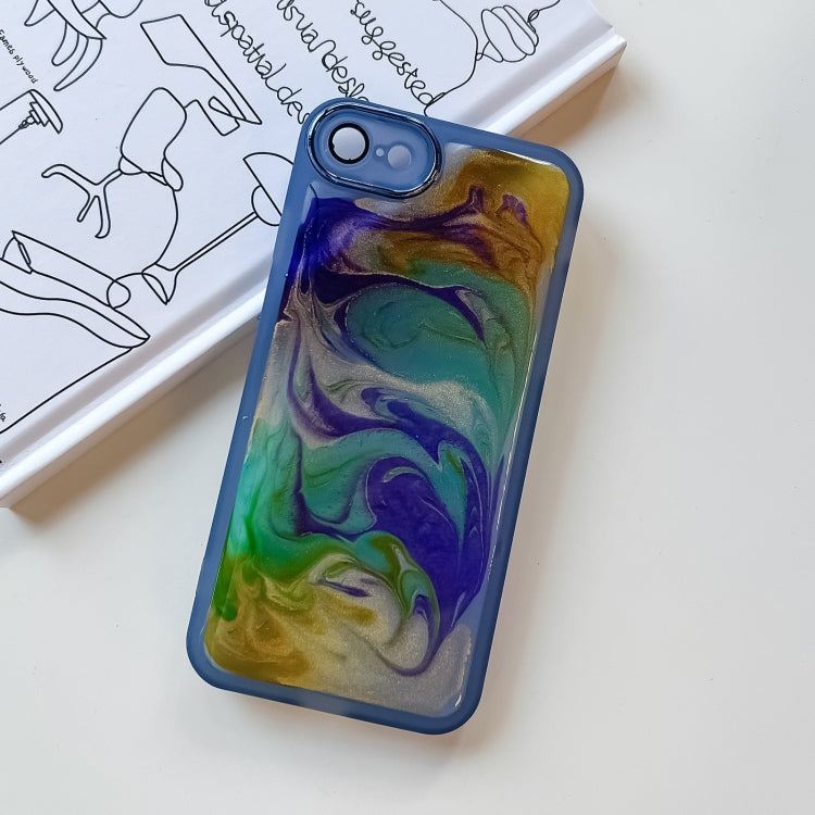 For iPhone SE 2022/2020 / 8 / 7 Oil Painting Electroplating TPU Phone Case(Blue)